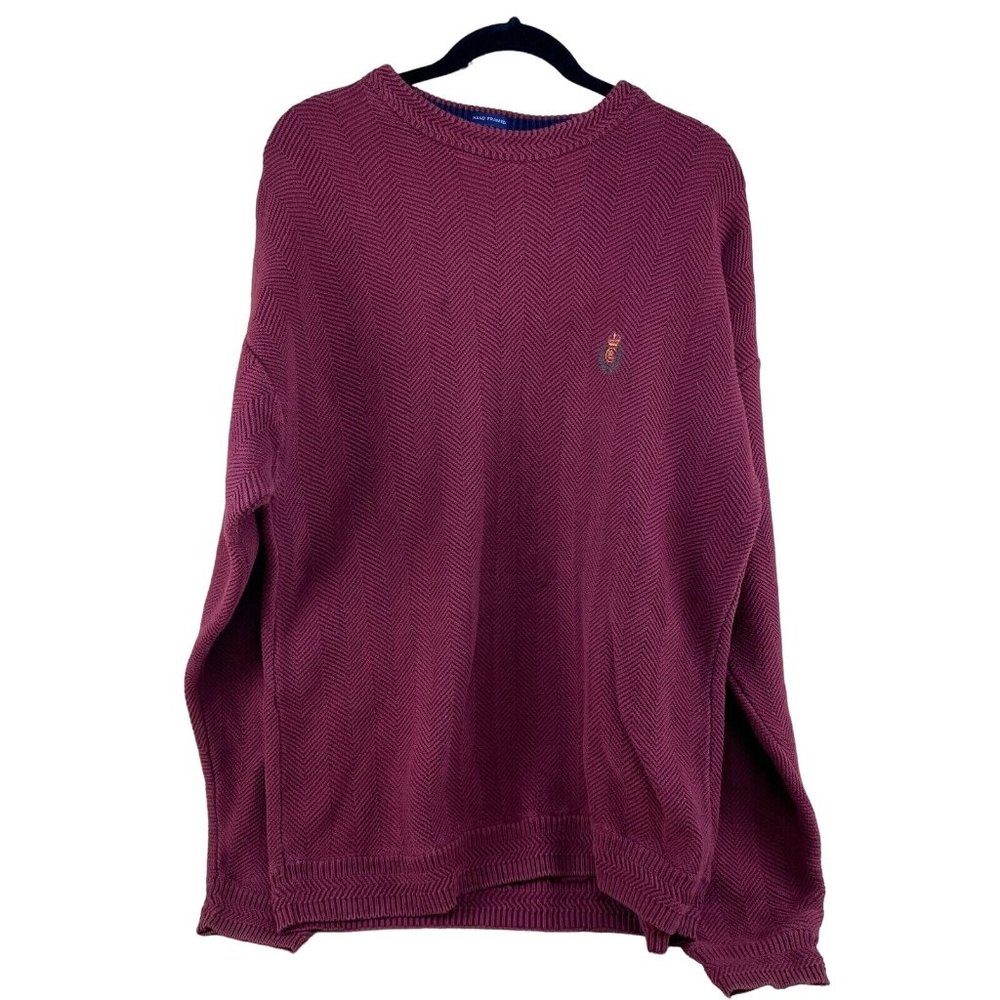 Chaps By Ralph Lauren Chevron Knit Sweater Size Large Red Hand Framed